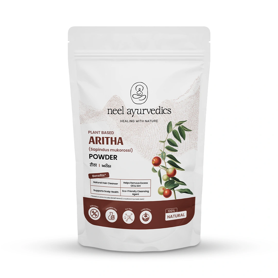 1 aritha powder mockup Neel Ayurvedics Reetha Powder