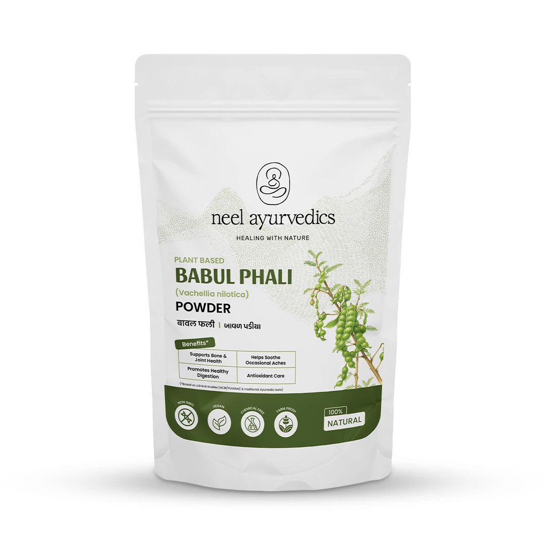 1 babul phali powder mockup Neel Ayurvedics Babool Phali Powder