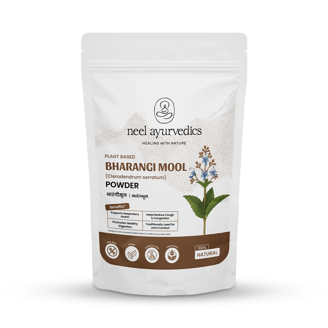 1 bharangi mool powder mockup Neel Ayurvedics Bharangi mool Powder