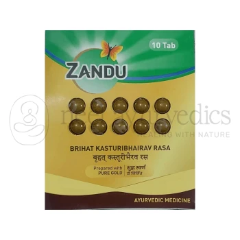 Zandu Brihat Kasturi Bhairav Rasa Gold - 10 Tab